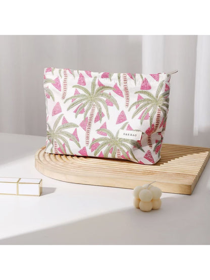Cosbai - Palm Print Zippered Women's Makeup Bag