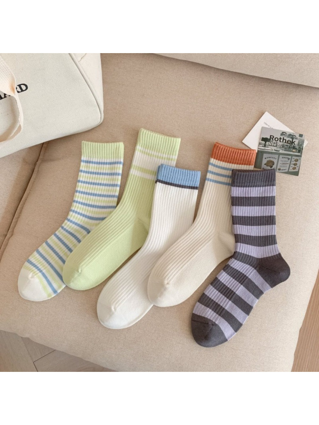 Rufia - Fresh Pastel Stripe Crew Socks