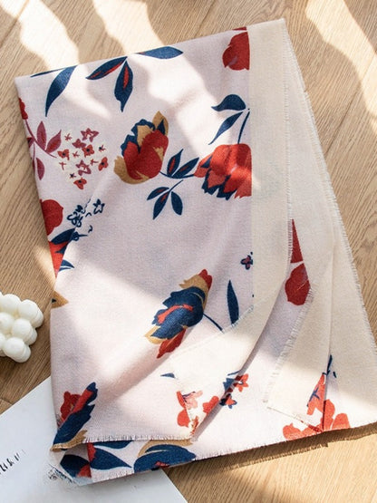Scarvii - Elegant Winter Floral Print Scarf & Shawl