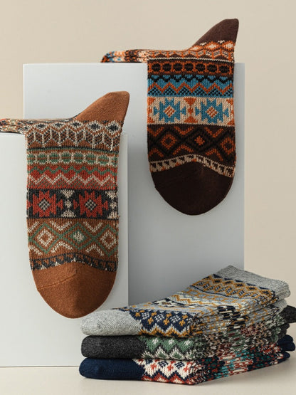 Rufia - Boho Retro Mid-Calf Winter Socks for Girls