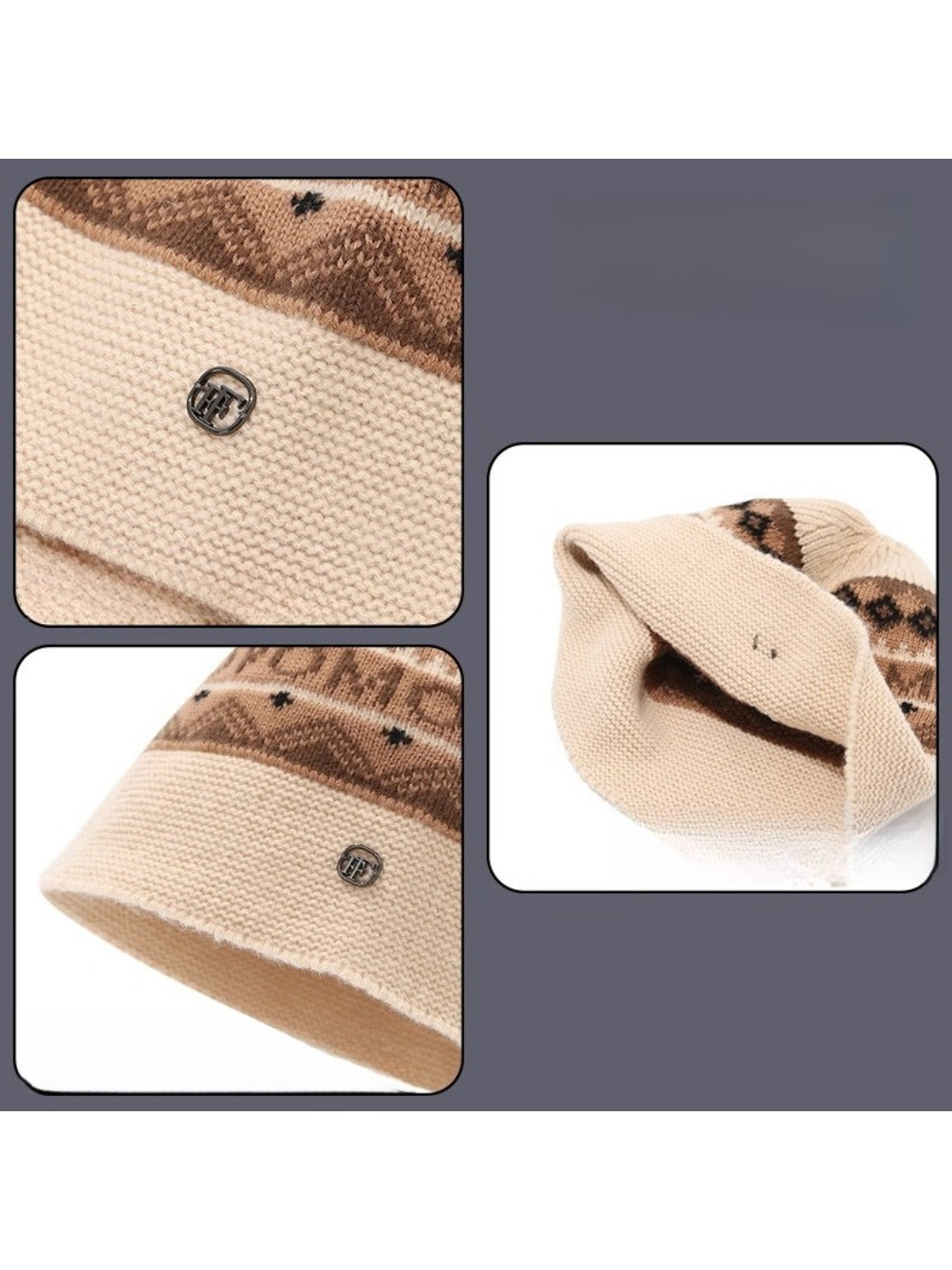 Haila - Letter Pattern Bucket Hat with