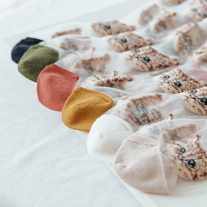 Rufia - 6 Pairs Cat Mesh Socks for Women