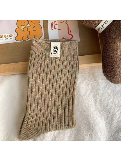 Rufia - Flecked Rib Knit Crew Socks