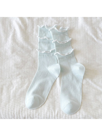 Rufia - Ribbon Ruffle Layer Crew Socks