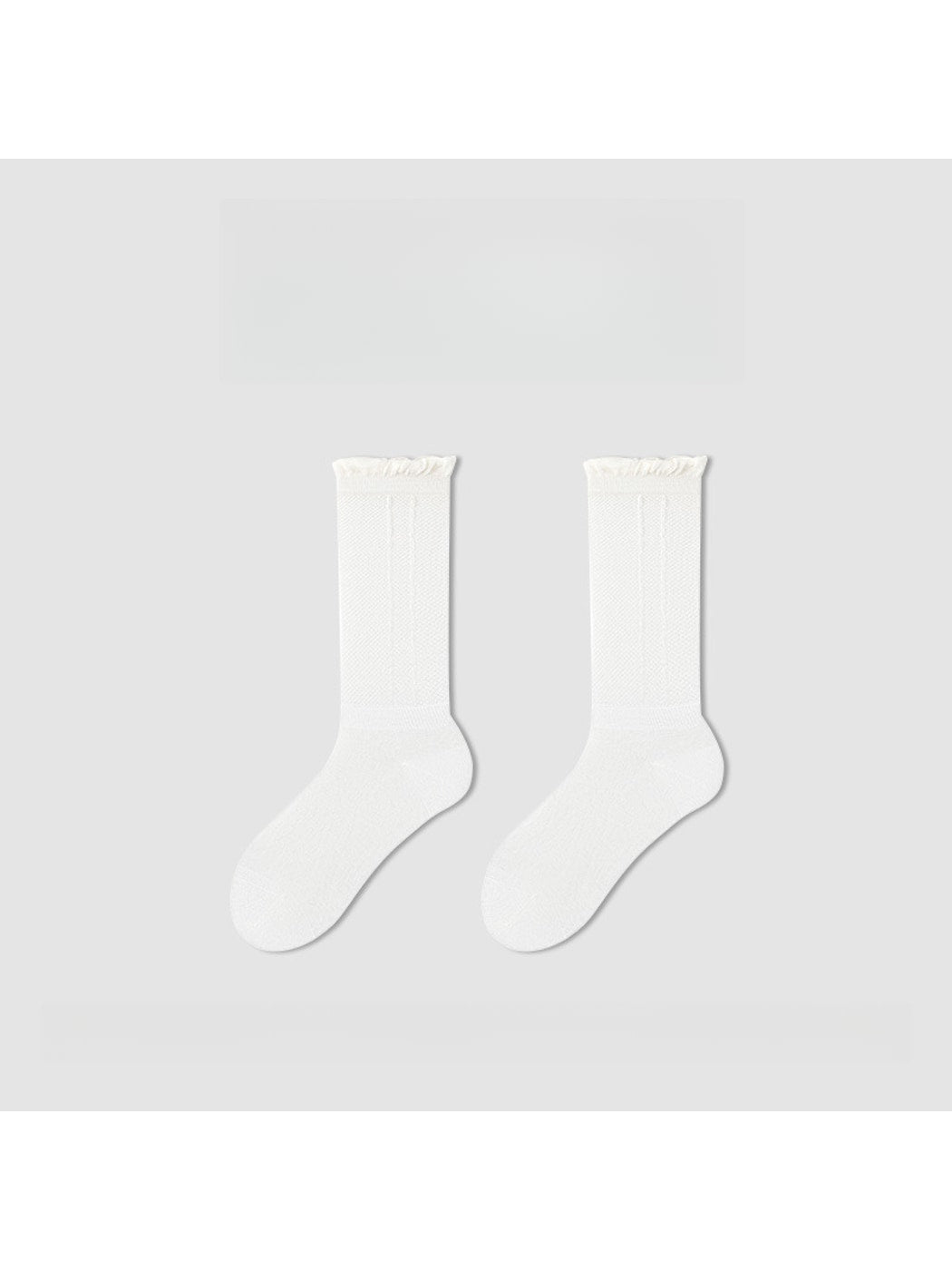 Rufia - Minimalist Solid White Openwork Crew Socks