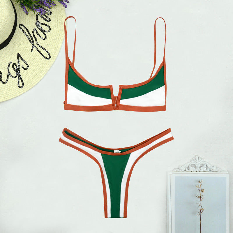 Secy - Two-Piece Swimsuit with Sexy Striped Color-Block Design