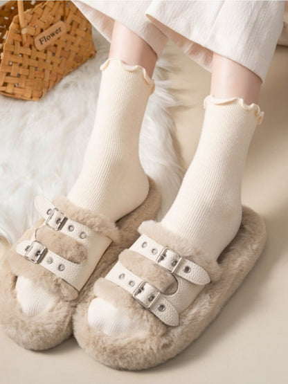 Rufia – Ruffled Plush Lined Winter Socks