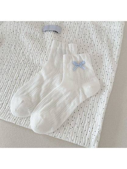 Rufia - White Decorative Bow Crew Socks