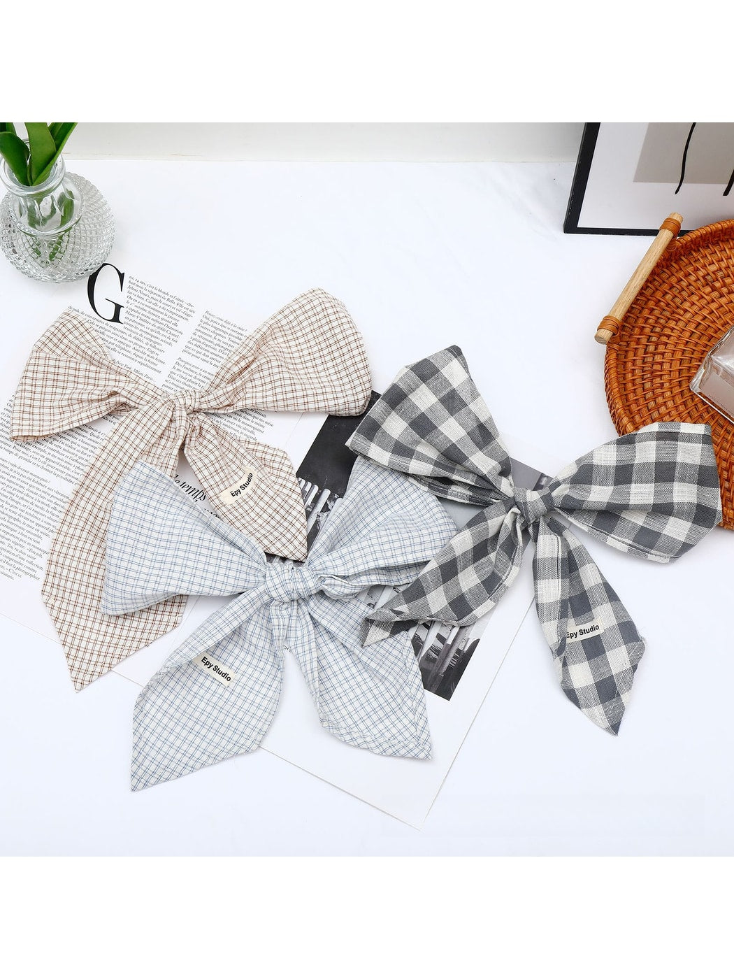 Scarvii - Geometric Check Tie-End Triangle Bandana