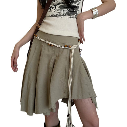 Beco Y2K Braided Rope Tassel Tie Waist Belt color options including Black, Beige, Brown