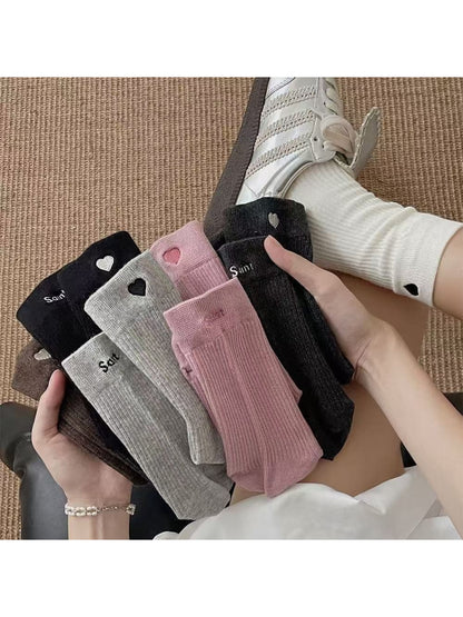Rufia - Soft Rib Heart Detail Crew Socks