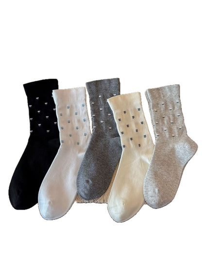 Rufia - Floral Pattern Ribbed Crew Socks