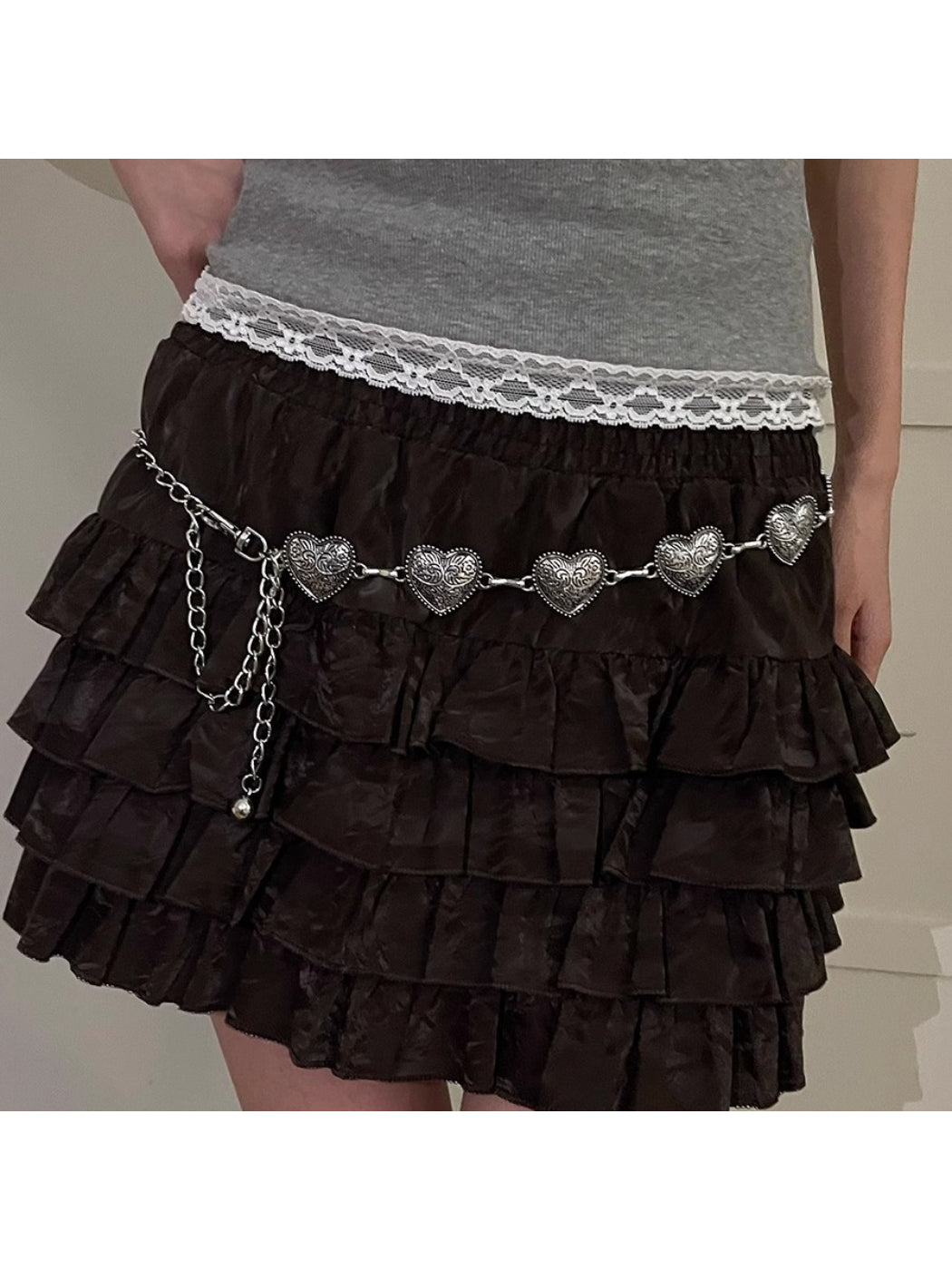 Beco Heart Chain Waist Belt with gold-tone heart links on white background
