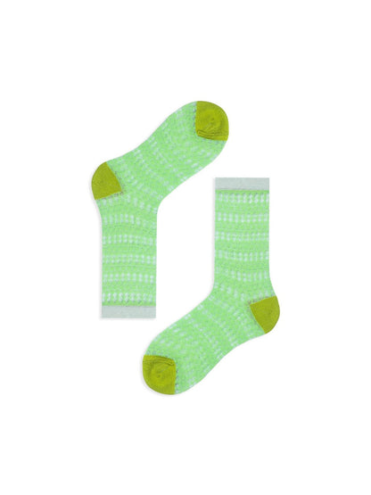 Rufia - Sheer Shell Mesh Colorblock Ankle Socks