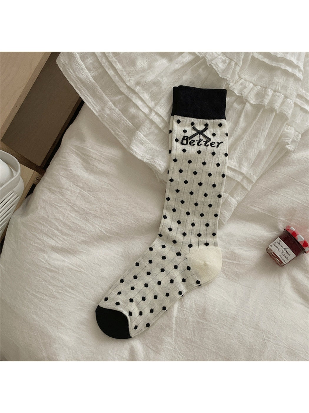 Rufia - Sweet Polka Dot Bow Mid Calf Socks