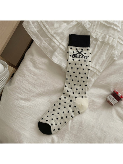 Rufia - Sweet Polka Dot Bow Mid Calf Socks