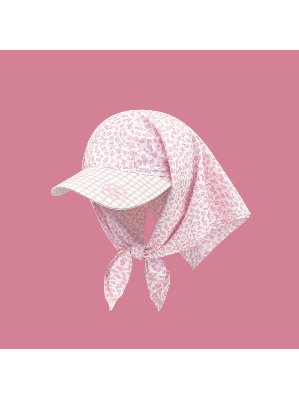 Close-up of Haila Floral Bonnet Cap showing detailed floral design