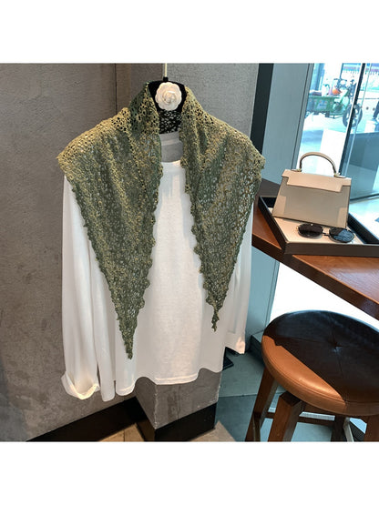 Scarvii - Solid Color Hollow Out Triangle Scarf Wrap