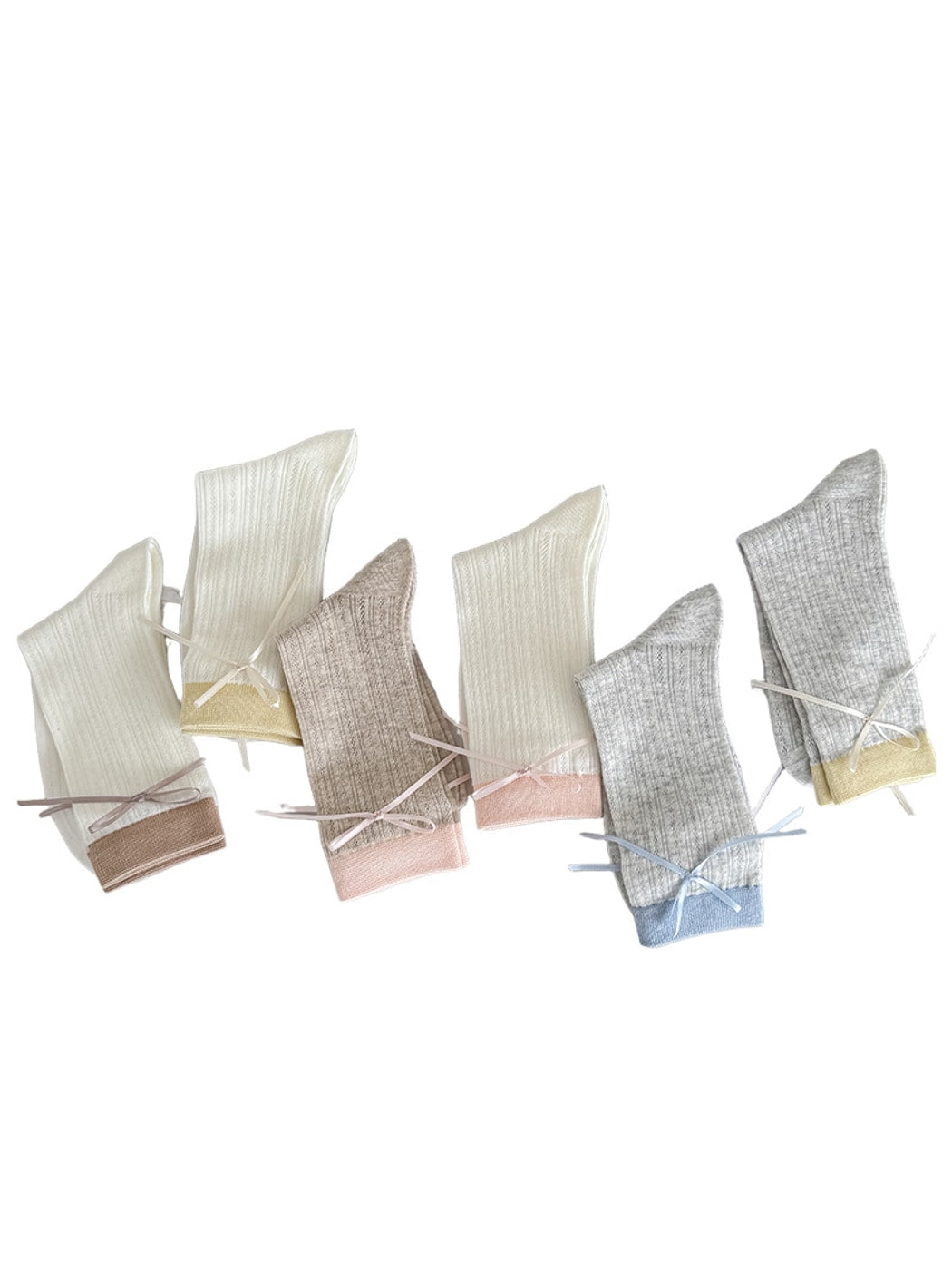 Rufia - Color Block Bow Detail Casual Crew Socks