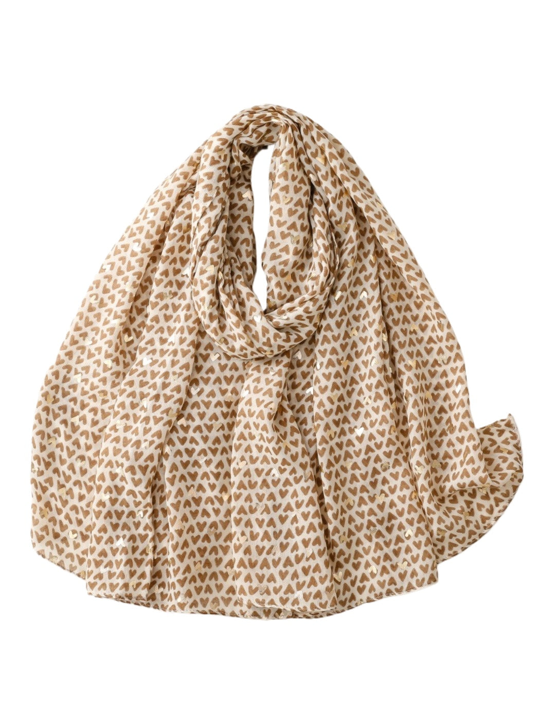 Scarvii - Winter Scarf with Gold Foil Heart Print