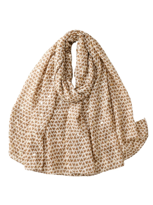 Scarvii - Winter Scarf with Gold Foil Heart Print