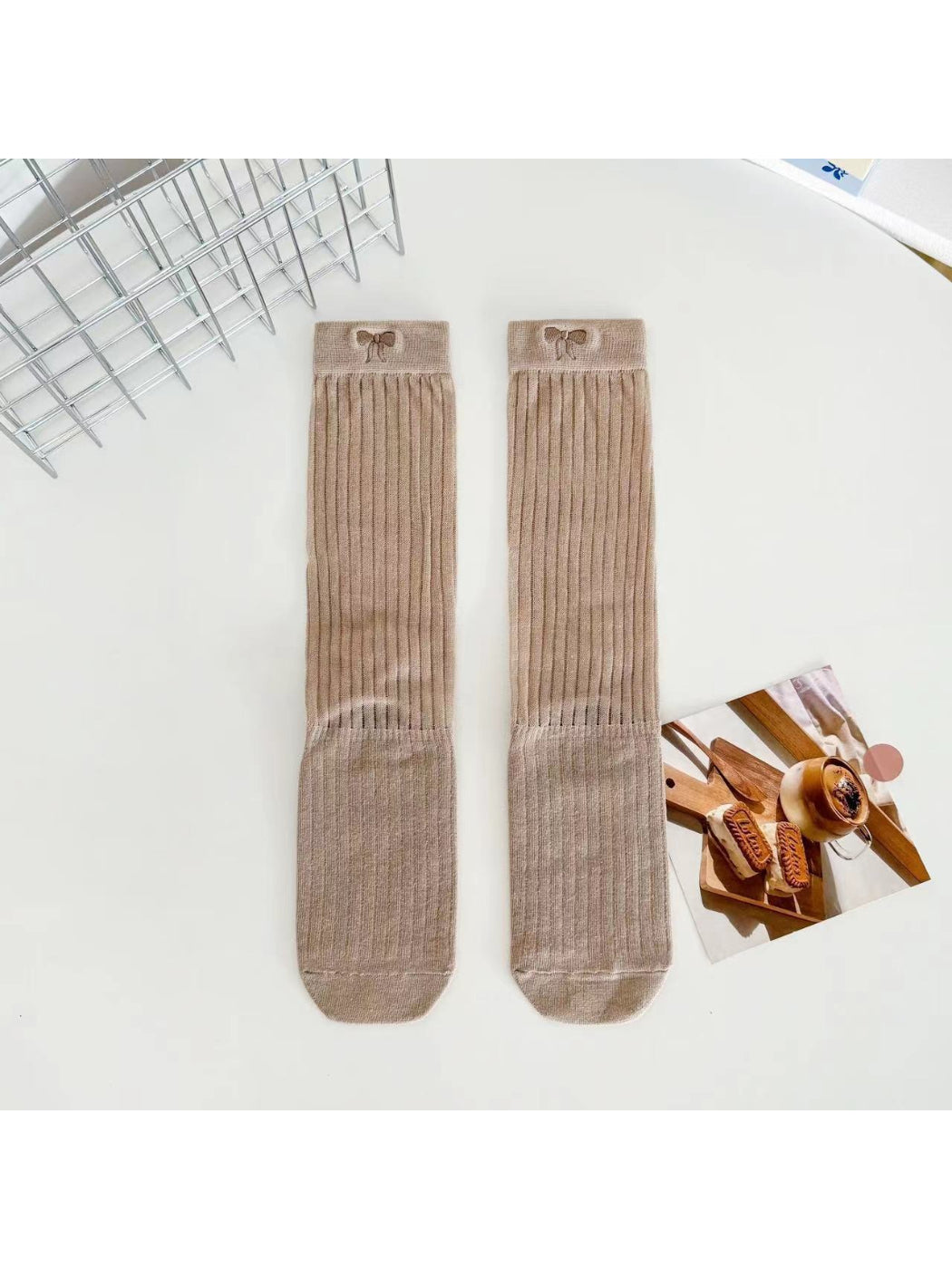 Rufia - Bow Embroidered Ribbed Crew Socks product image 2