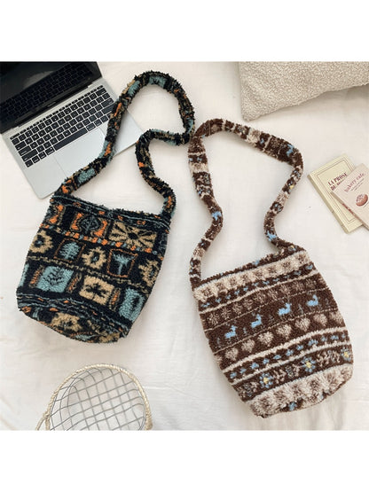 Cosbai - Patterned Soft Knit Shoulder Bag