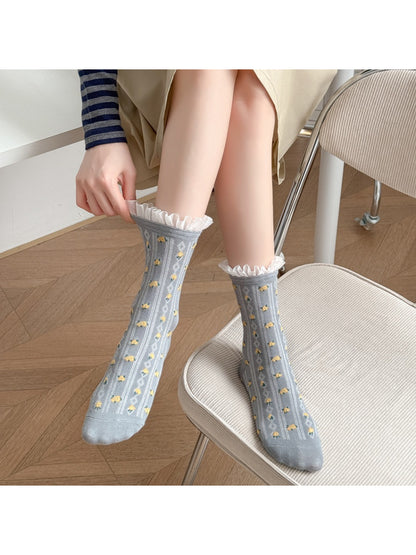 Rufia - Floral Ruffle Trim Crew Socks product image 2