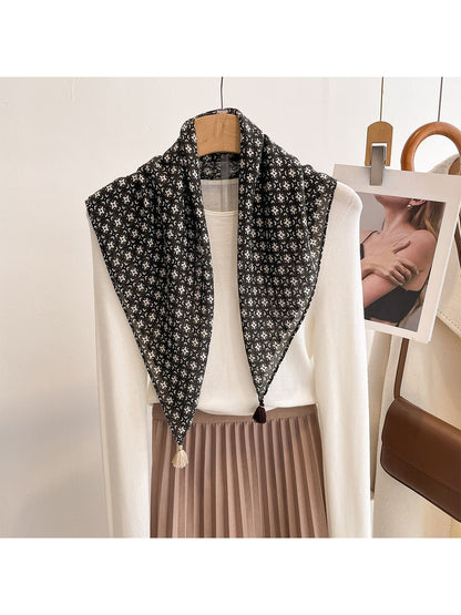 Scarvii - Muted Printed Geometric Tassel Square Scarf