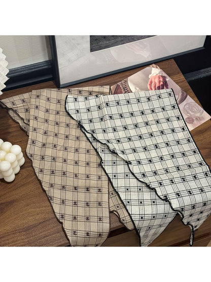 Scarvii - Polka Dot Check Rolled Edge Triangle Bandana