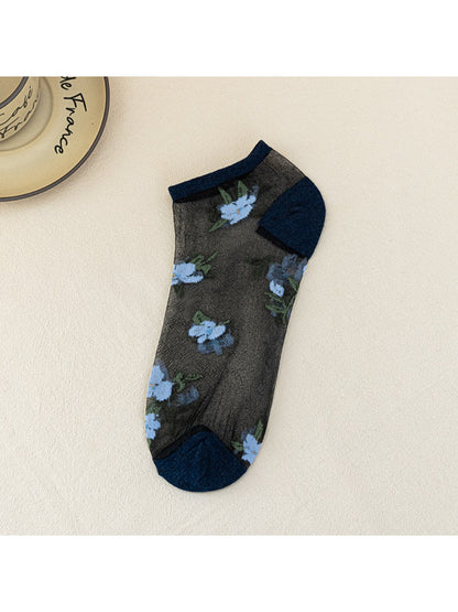 Rufia - Vintage Floral Sheer Crew Socks
