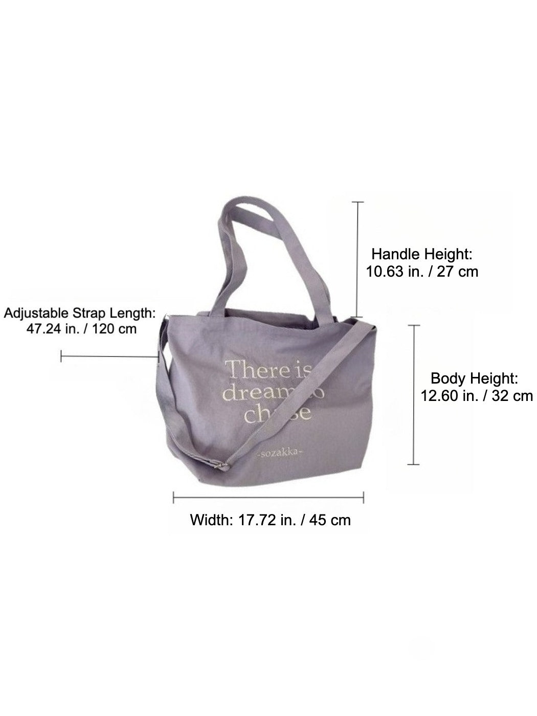 Cosbai - Korean Letter Canvas Tote Bag for Women
