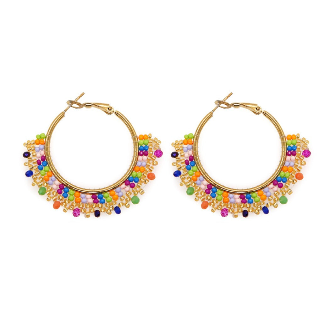 Earwish - Boho Beaded Hoop Tassel Earrings - Elegant & Playful