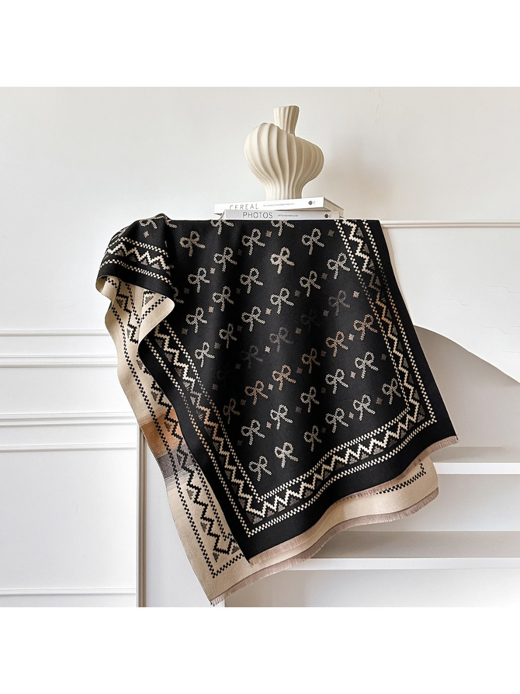 Scarvii – Vintage Bow Pattern Winter Scarf & Shawl