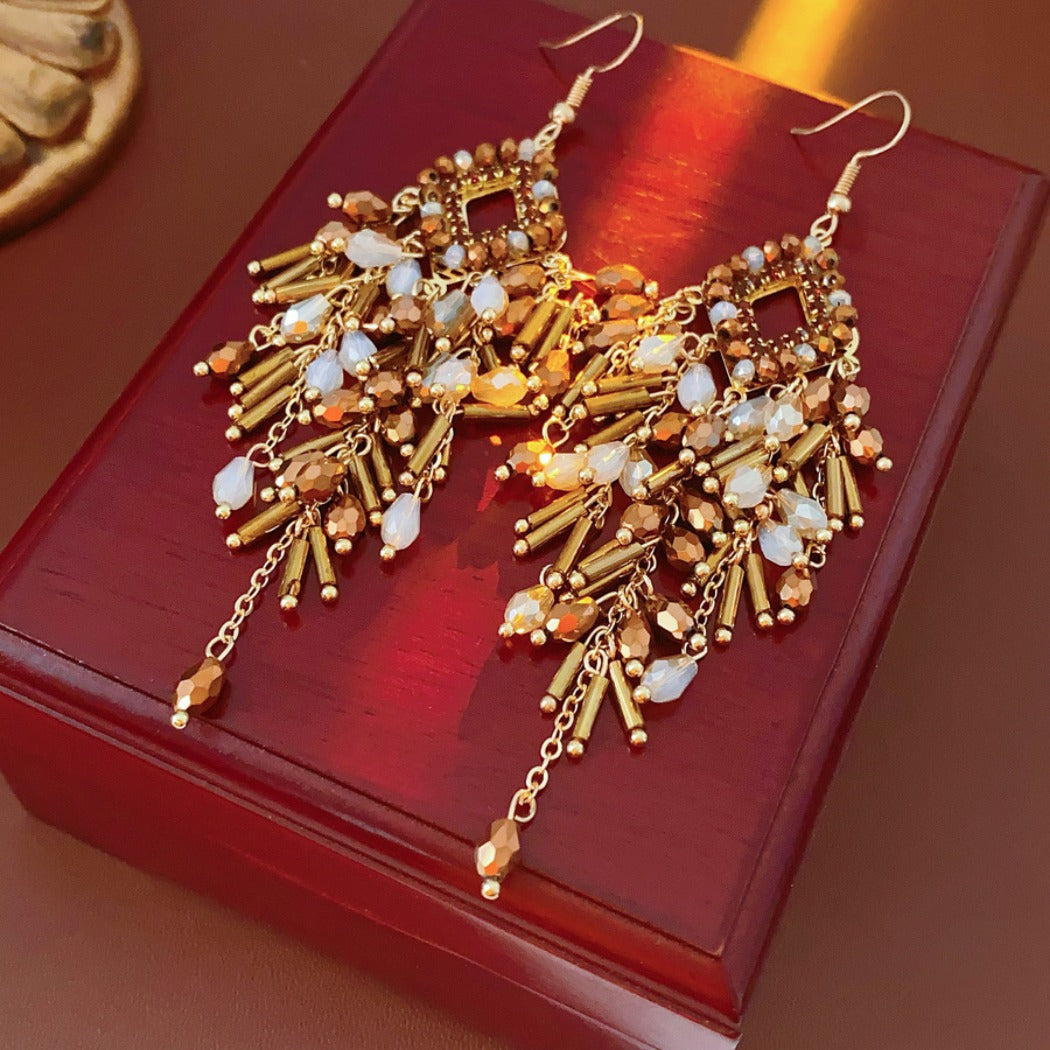 Earwish - Boho Brown Beaded Dreamcatcher Earrings - Chic & Vintage
