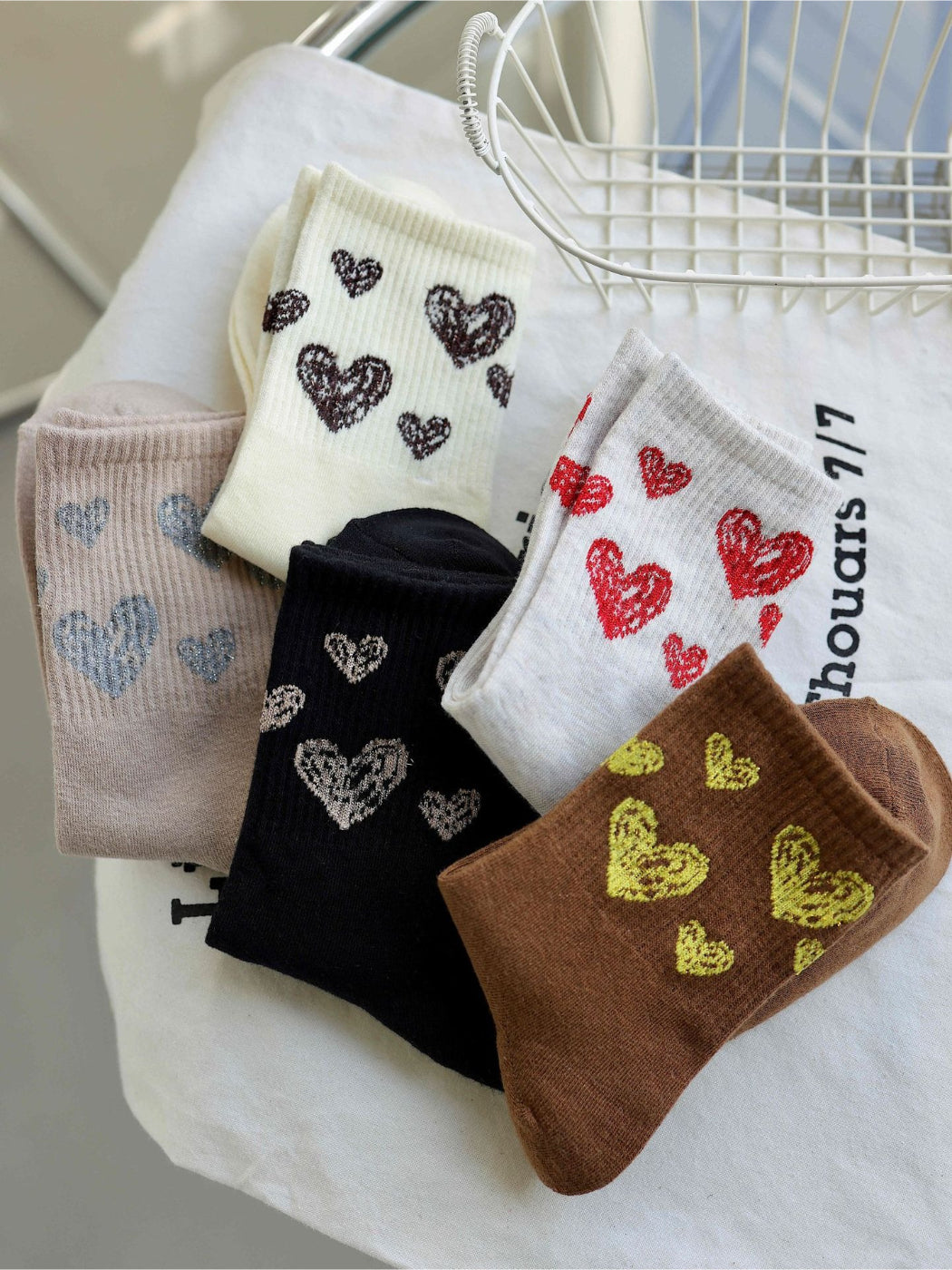 Rufia - Sketch Heart Motif Crew Socks