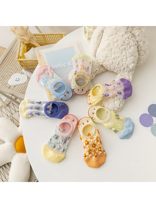Rufia - Smiley Face Candy-colored No-Show Socks