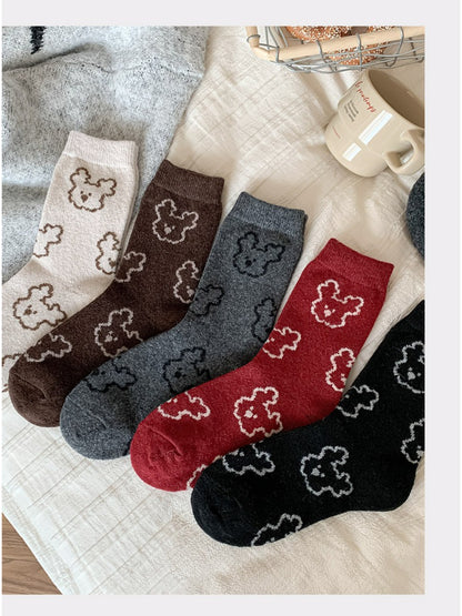 Rufia - Teddy Outline Pattern Crew Socks