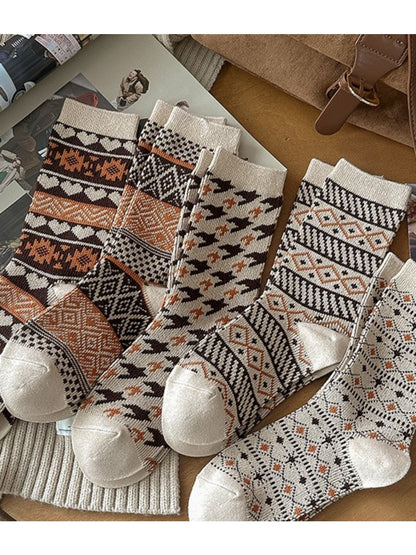 Rufia - Retro Warm Mid-Calf Socks for Women