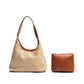 Cosbai - Spacious Light Brown Minimalist Woven Shoulder Bag