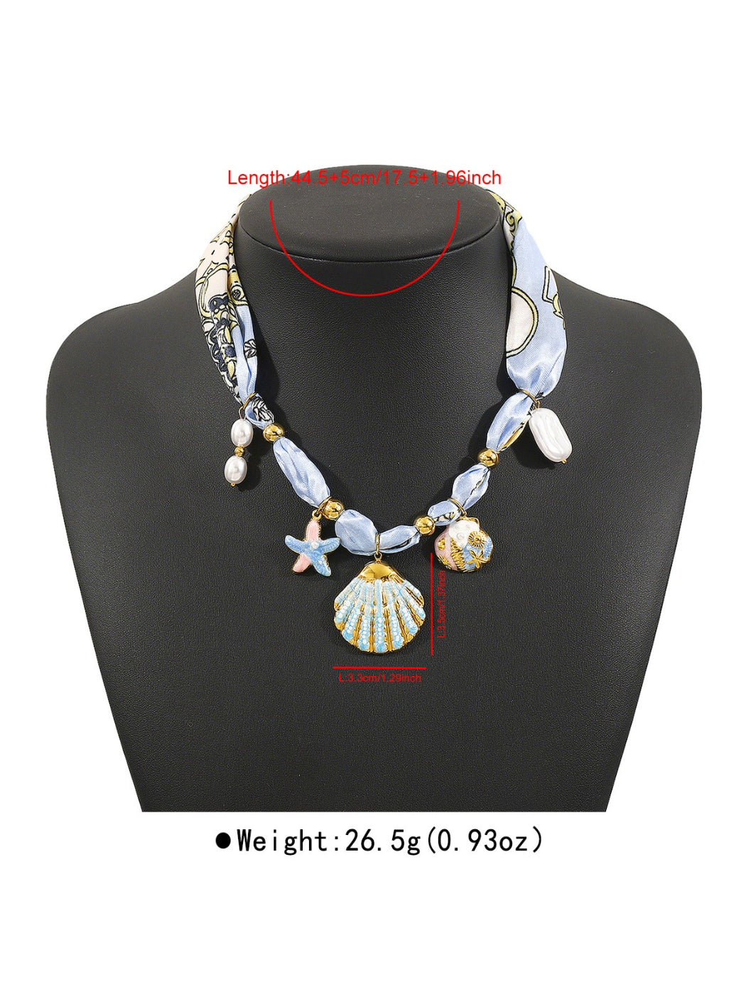 Neckit Botanical Charm fabric necklace laid out showing full length and charm details