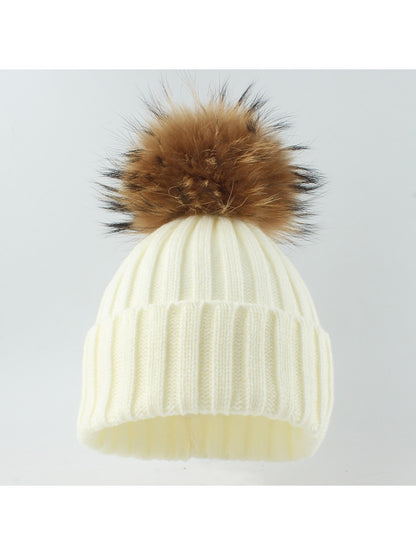 Haila - Solid Ribbed \ Cuffed Pom Pom Beanie