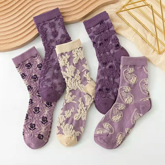 Rufia - Purple Embossed Women's Socks