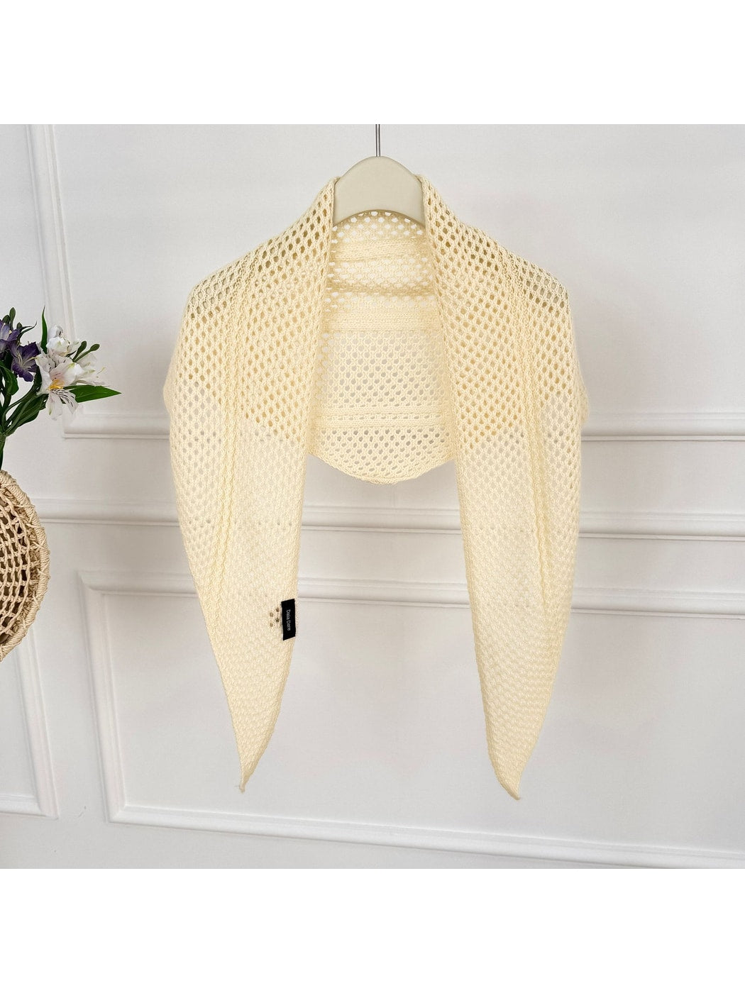 Scarvii - Openwork Mesh Knit Triangle Scarf
