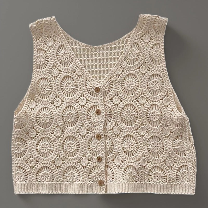 Crosa - V Neck Crochet Boho Vest