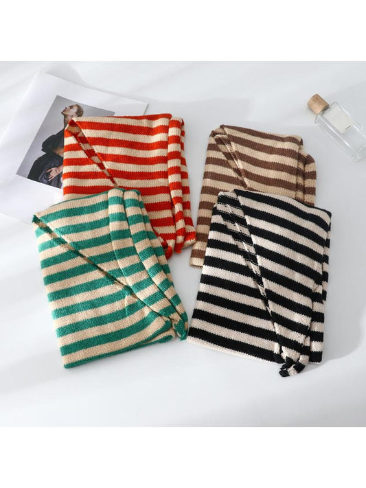 Scarvii - Striped Knit Neck Triangle Bandana
