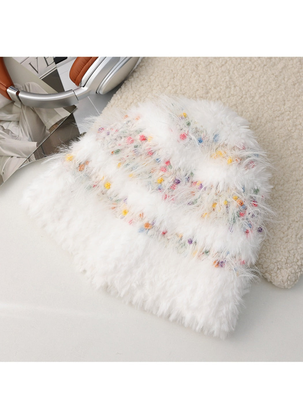 Haila - Fuzzy Confetti Knit Beanie for Women