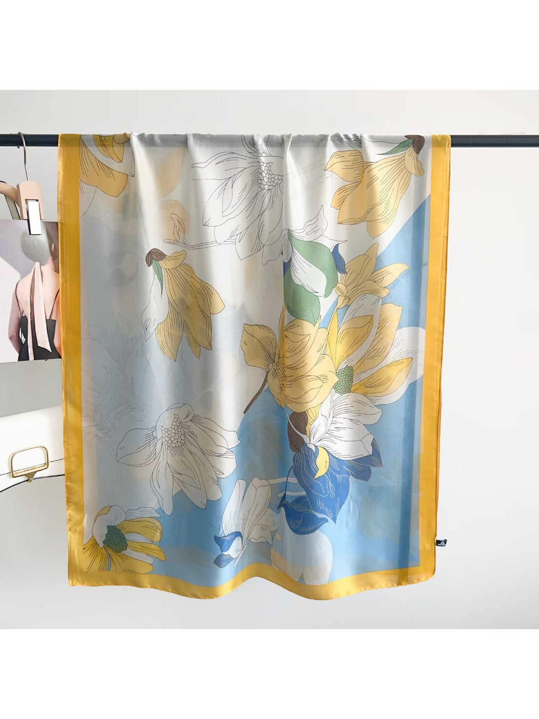 Scarvii Blue Floral Long Scarf Wrap