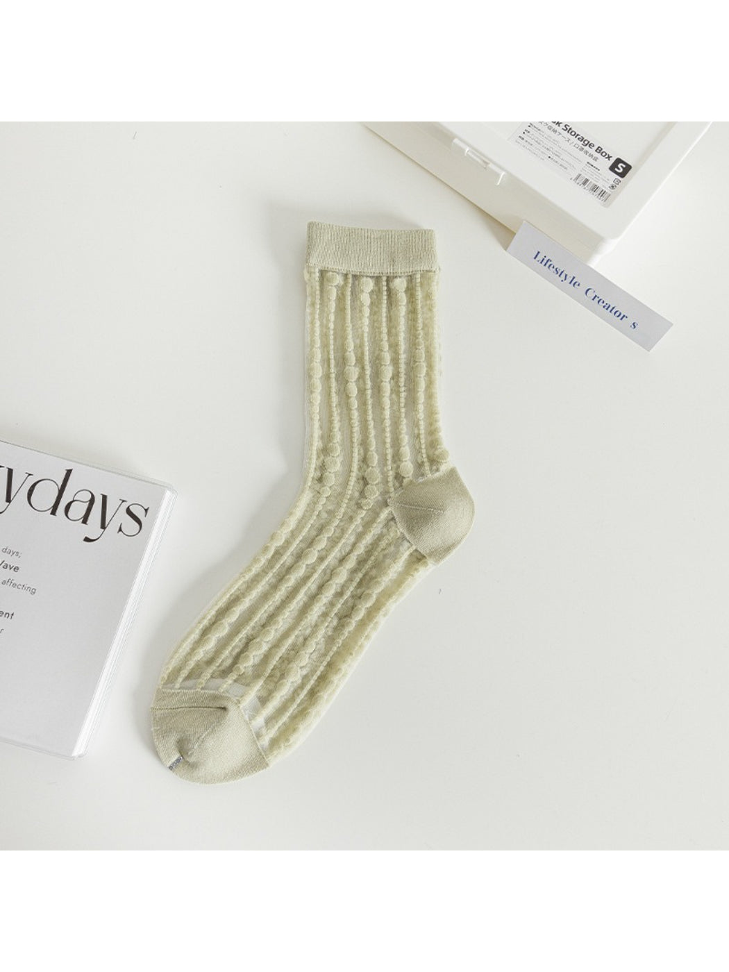 Rufia - Sheer Dot Stripe Mesh Socks
