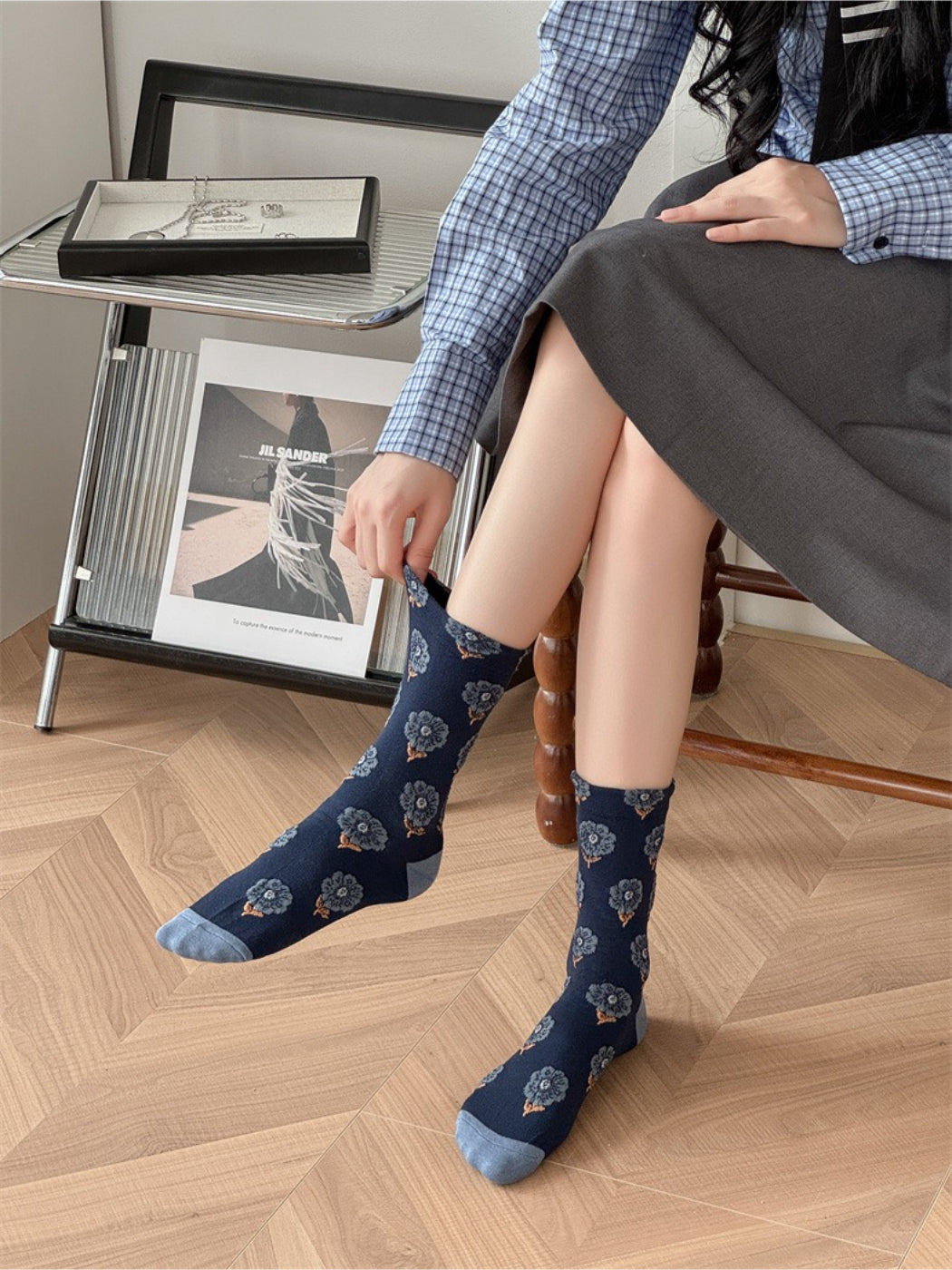 Rufia - Soft Garden Embroidery Crew Socks
